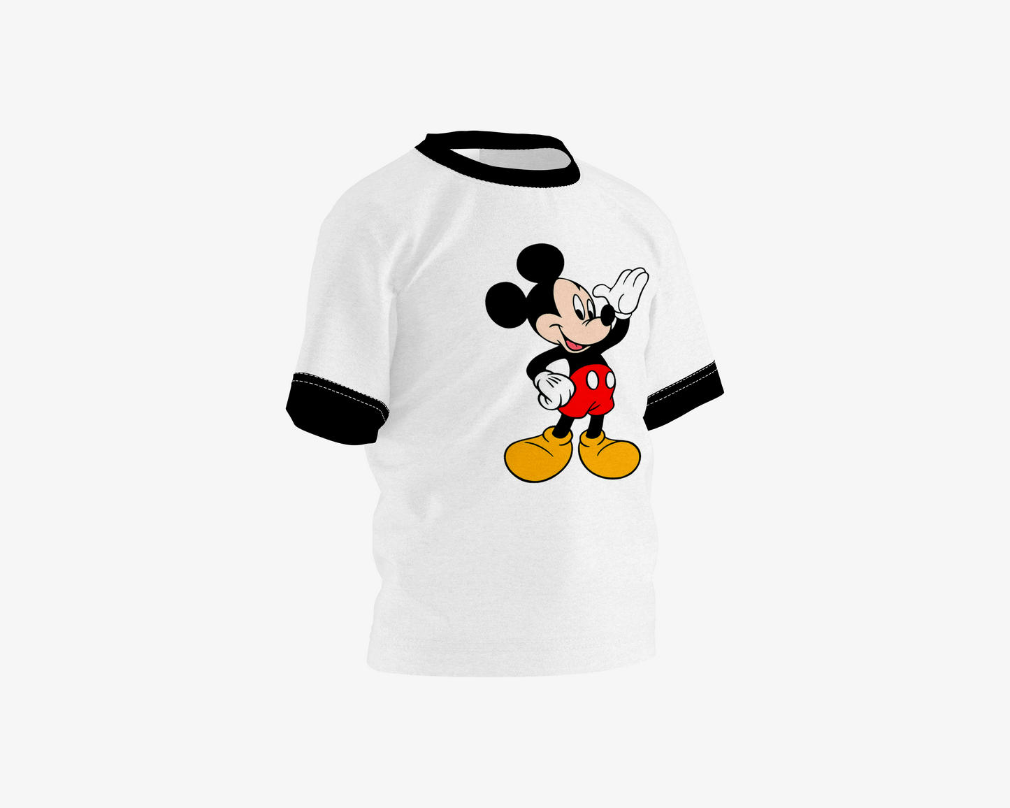 Hey Mickey White With Black Sleeves Boy's T-shirt