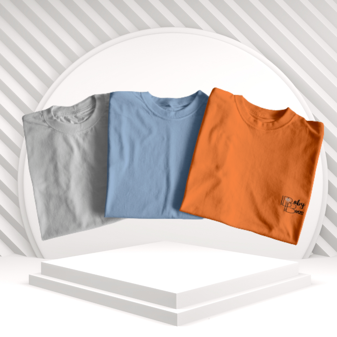 Pack Of 3 Boys T-shirt (White,Windsurfer,Prisimmon Orange)