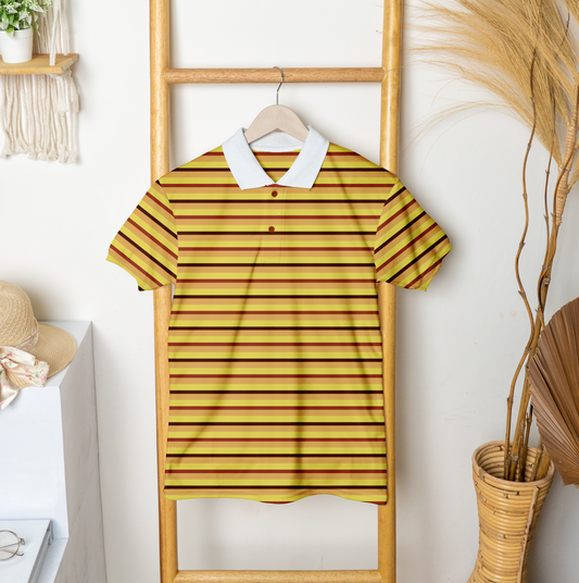 Yellow Stripe Polo T-shirt